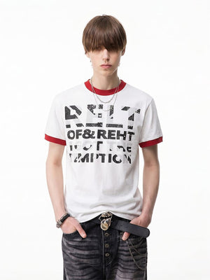 Contrast ringer tee – on model, White, front | XoKool