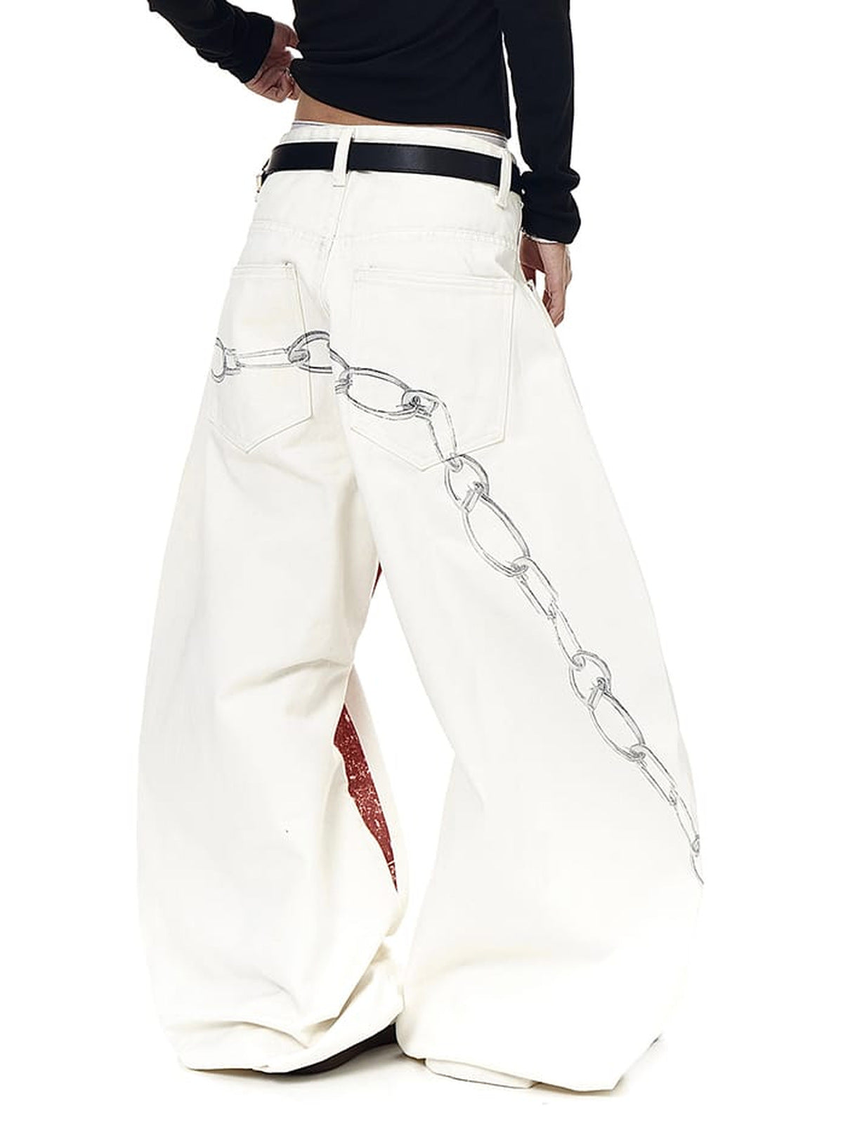 Cream balloon jeans – on model, back/side | XoKool