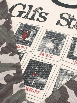 Waffel-Longsleeve mit Camo-Ärmeln – Print und Camo-Ärmel im Detail | XoKool