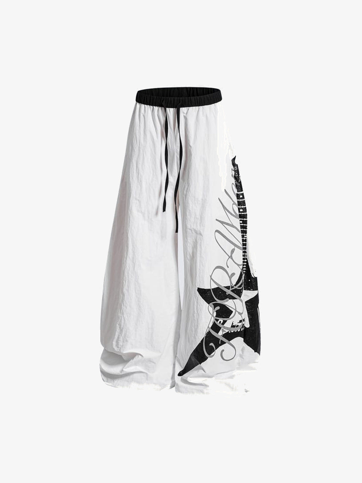 Knitter-Fallschirmhose mit Stern-Print – Weiß, Vorderansicht | XoKool