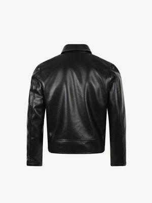 Chaqueta biker corta negra de cuero sintético – negro, vista trasera | XoKool