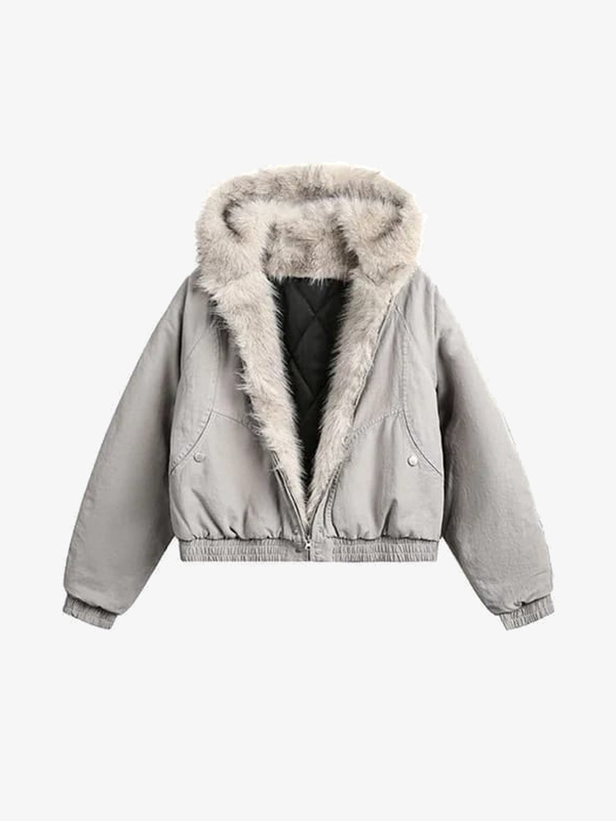 Conjunto de chaqueta bomber corta y pantalones cargo de camuflaje – chaqueta gris claro, frente abierto con forro acolchado | XoKool