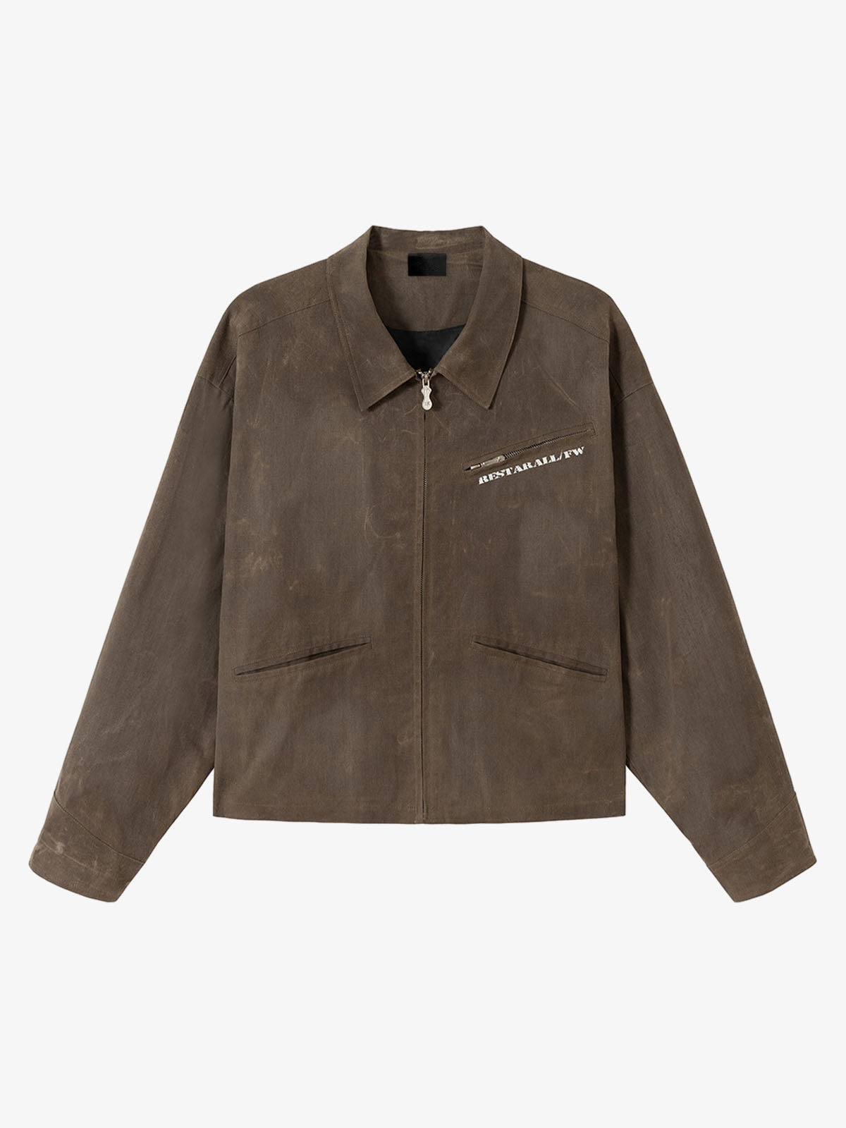 Cropped Brown Canvas Work Jacket – front view flat | XoKool