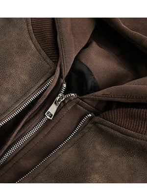 Bomberjacke mit Kapuze aus Kunstleder – Detail von Reißverschluss und Kapuze | XoKool