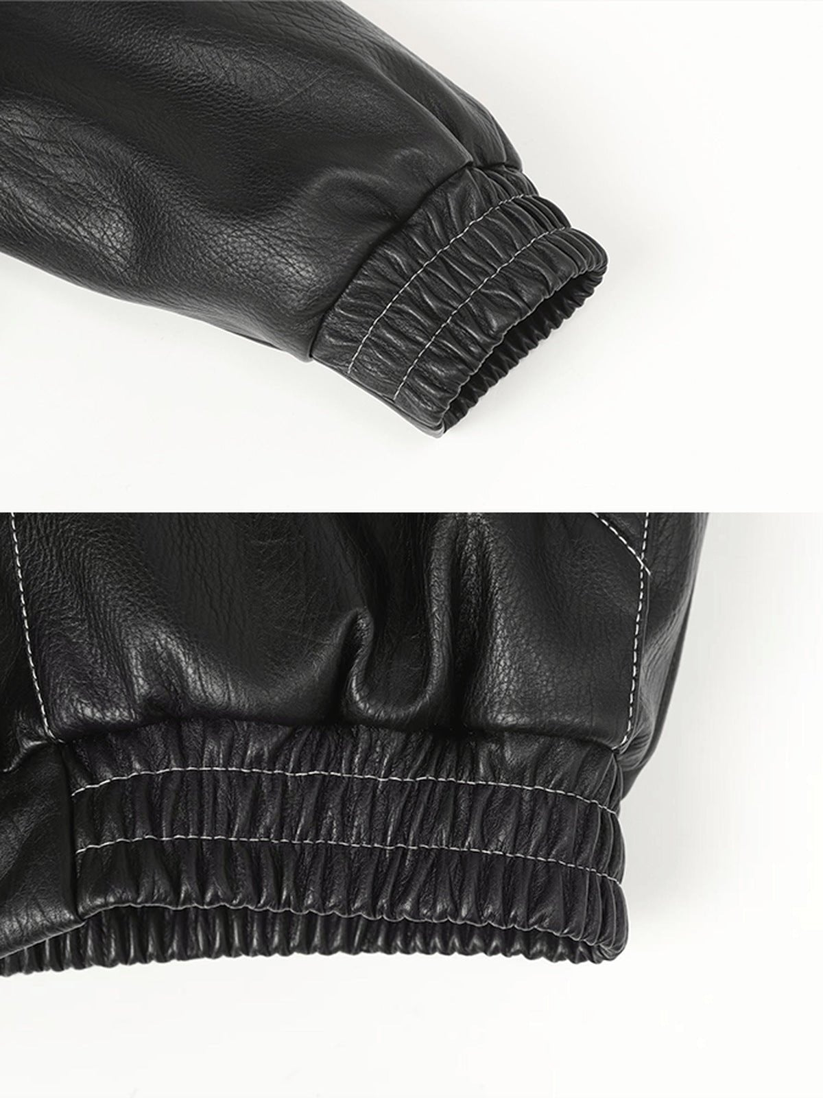 Kunstlederjacke mit Fellkapuze – elastischer Bund und Saum im Detail | XoKool