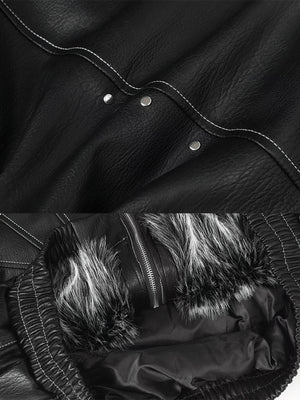 Kunstlederjacke mit Fellkapuze – Nieten und Futter im Detail | XoKool