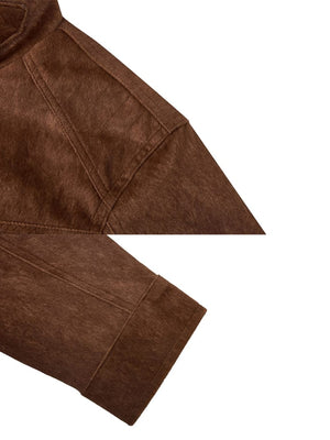 Kunstwildleder-Bikerjacke – Braun, Nahaufnahme Ärmelbündchen | XoKool