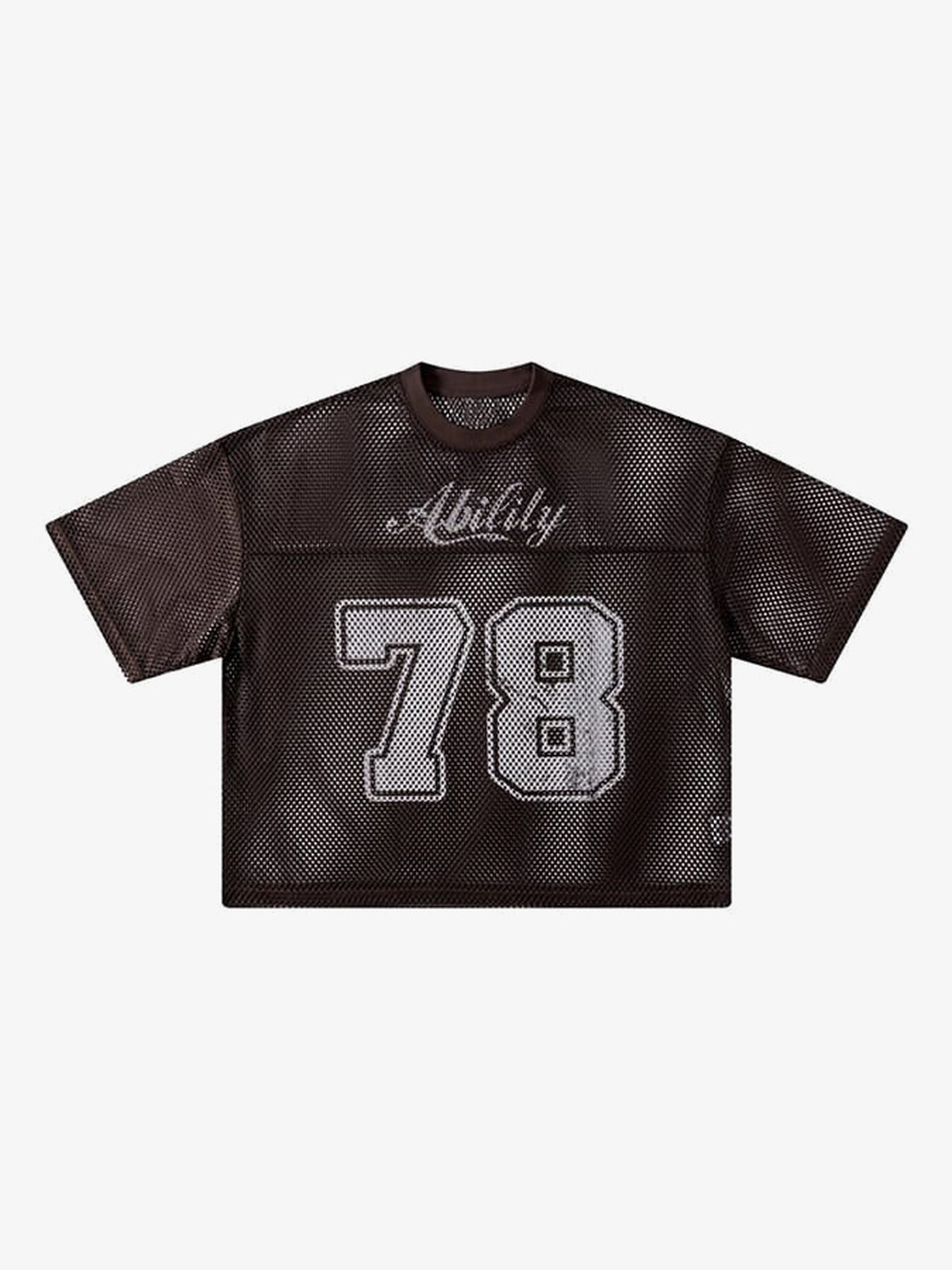 Mesh football jersey – Brown round neck flat lay | XoKool