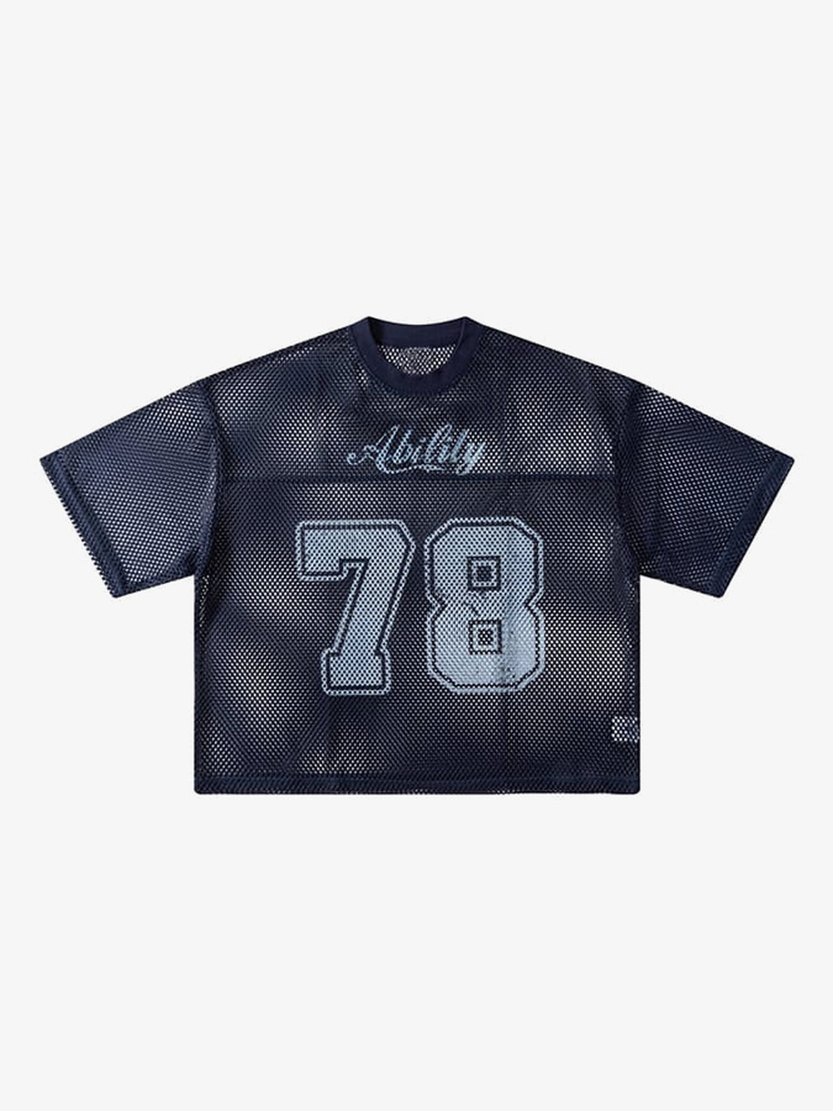 Mesh football jersey – Navy round neck flat lay | XoKool
