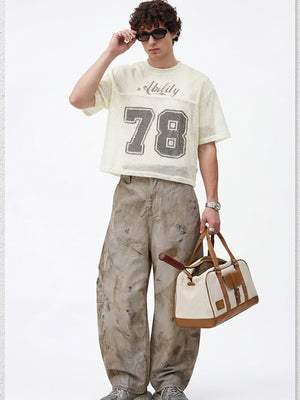 Mesh football jersey – On model, cream, full length | XoKool