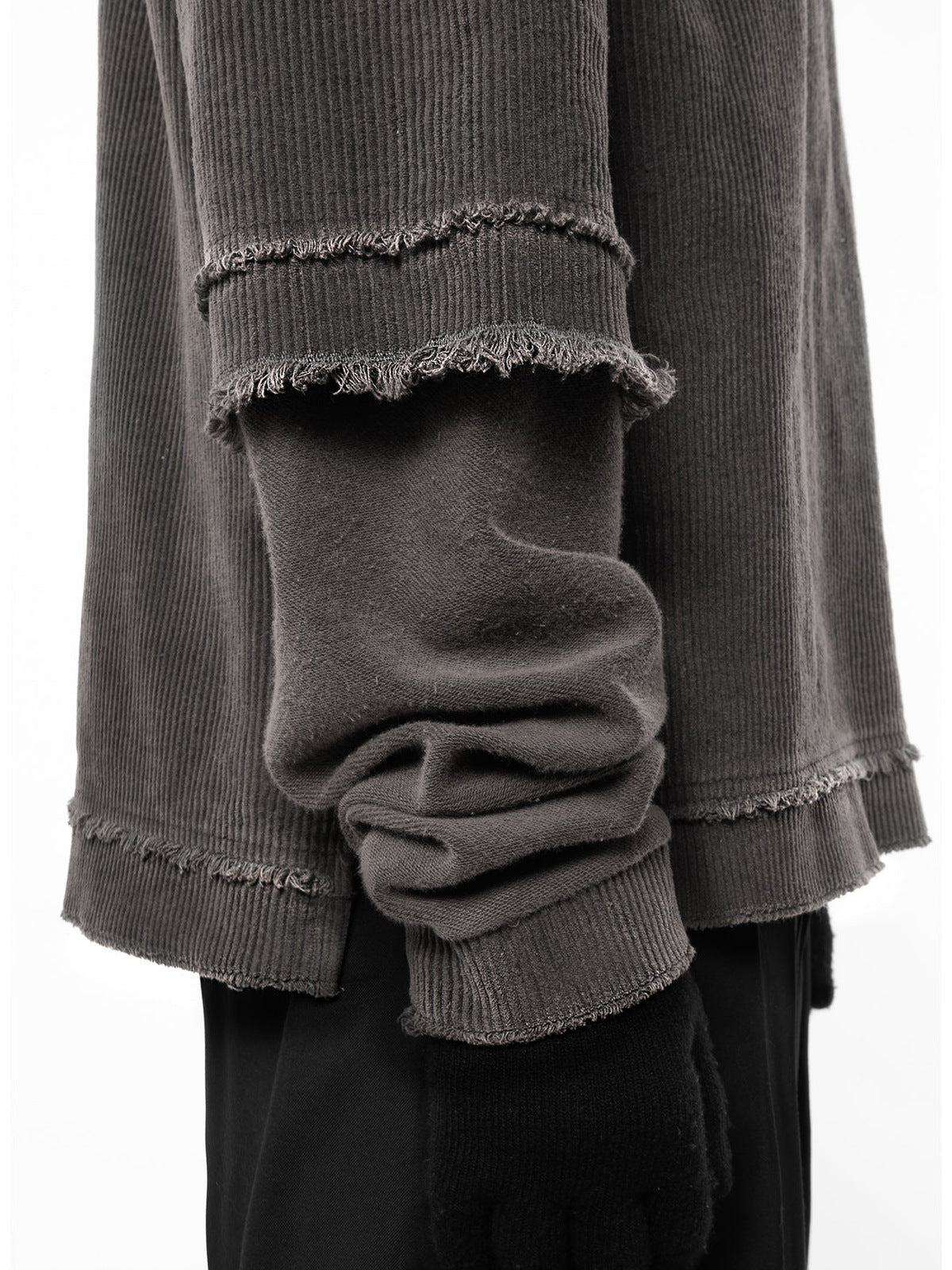 Cropped sweatshirt – layered sleeve close-up | XoKool