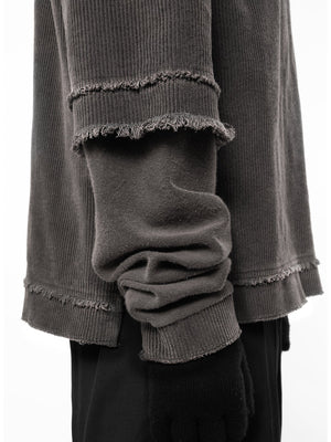 Cropped sweatshirt – layered sleeve close-up | XoKool