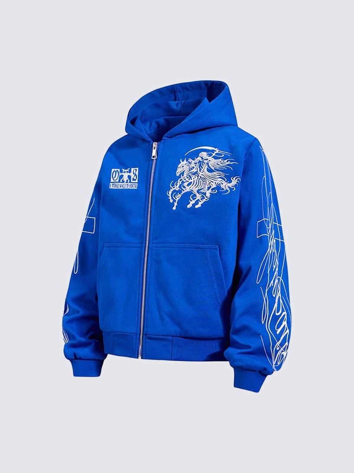 Skeleton Zip Hoodie – Königsblau, Seitenansicht | XoKool
