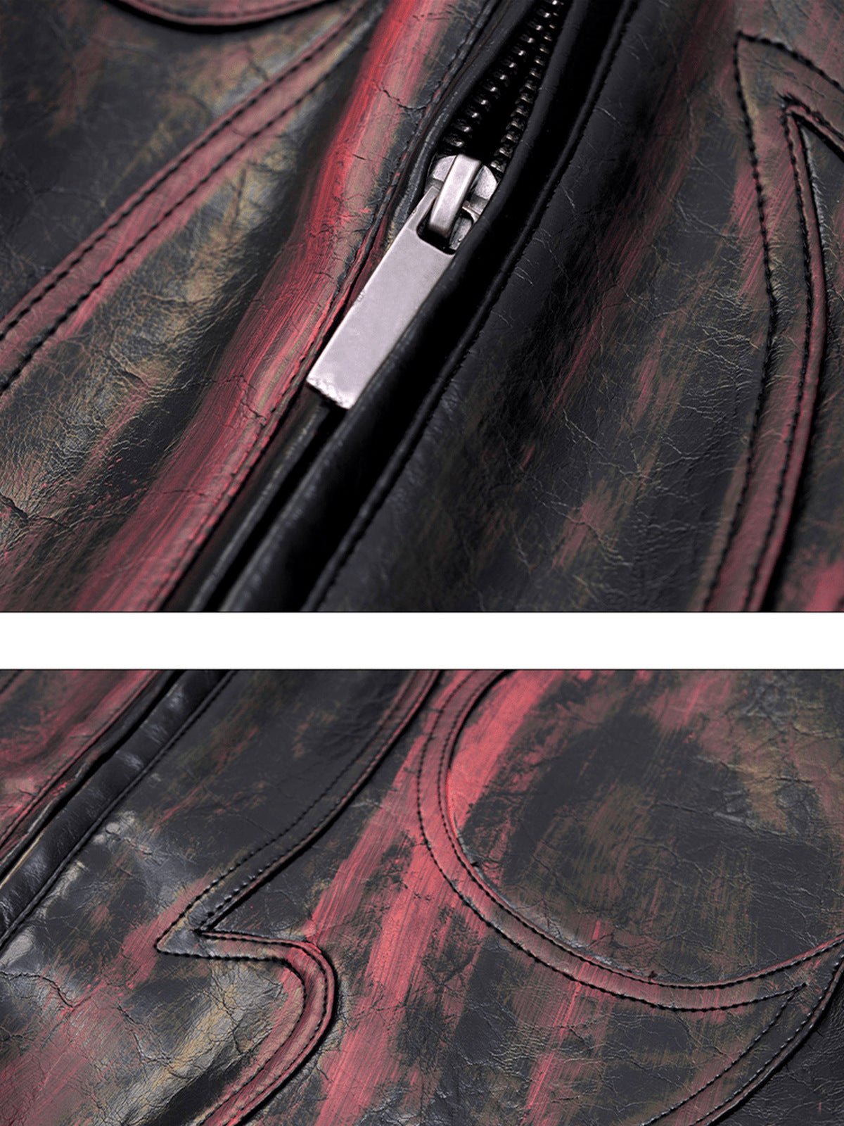 Studded racer jacket – zip and seam close-up | XoKool