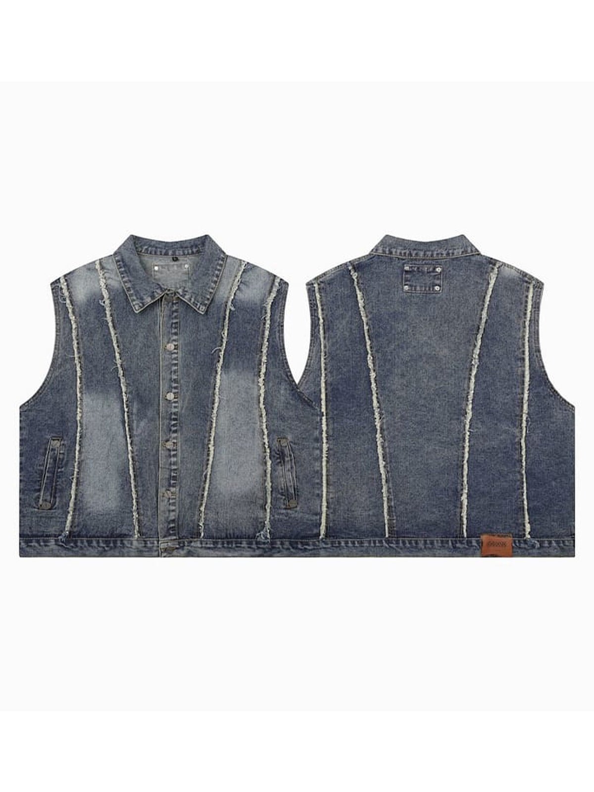 Washed Jeansweste – Blau, vorne und hinten | XoKool