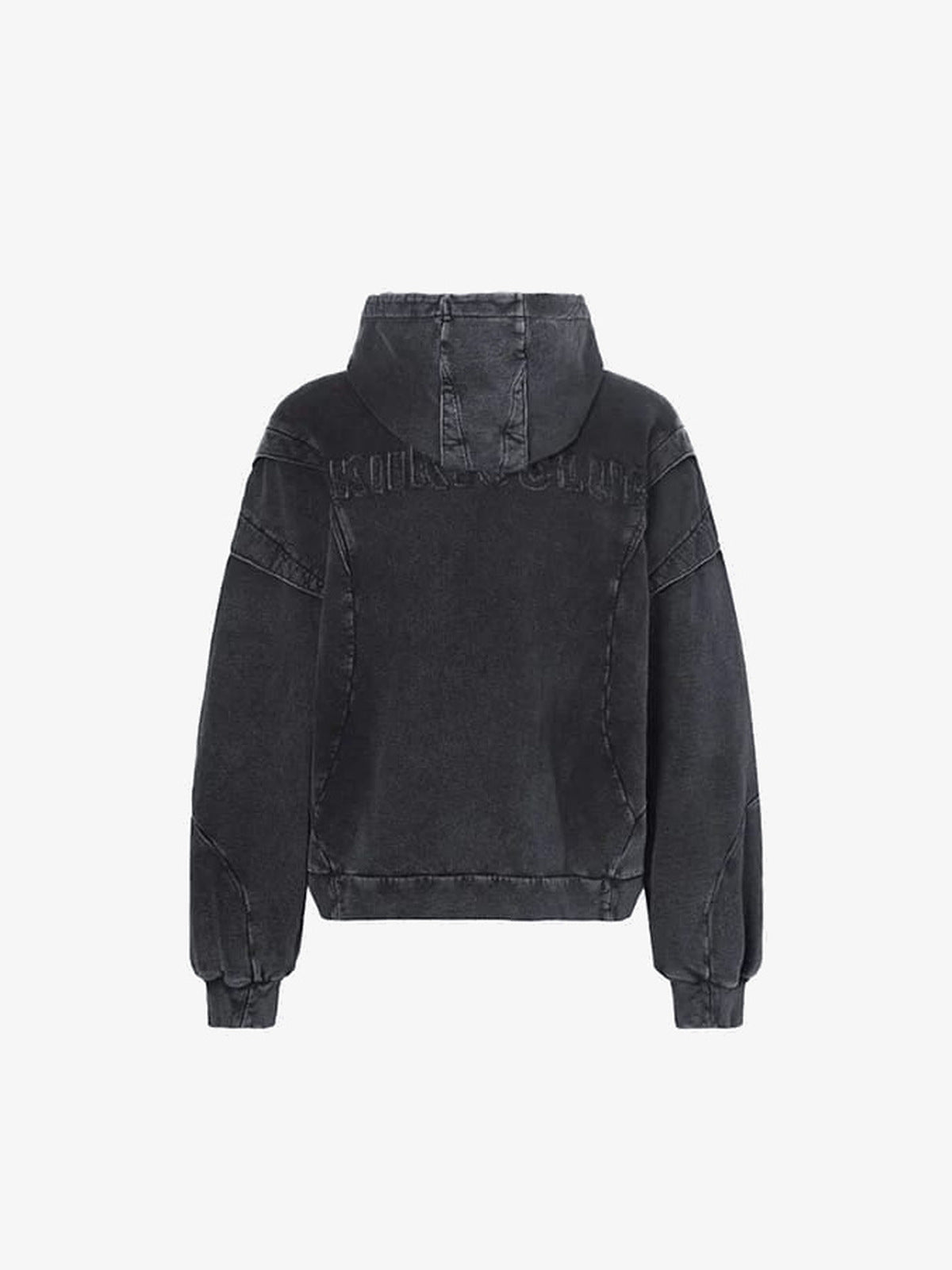 Cropped Zip Hoodie und Baggy Distressed Jeans im Set – Hoodie flach, Rückseite | XoKool