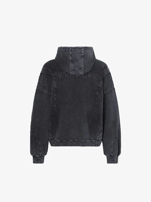 Cropped Zip Hoodie und Baggy Distressed Jeans im Set – Hoodie flach, Rückseite | XoKool