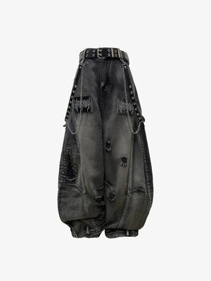 Washed Zip Hoodie Set – Jeans flach, Vorderseite | XoKool