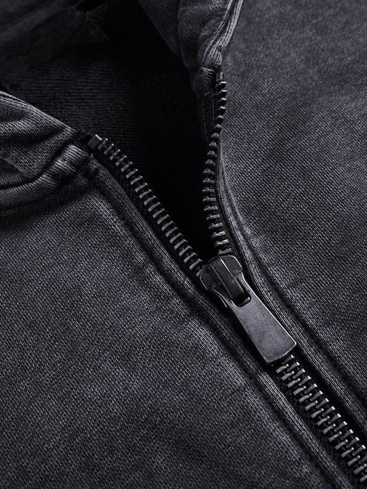 Washed Zip Hoodie Set – Nahaufnahme des Reißverschlusses | XoKool