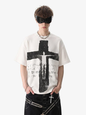 Cross T Shirt – White, on model front | XoKool
