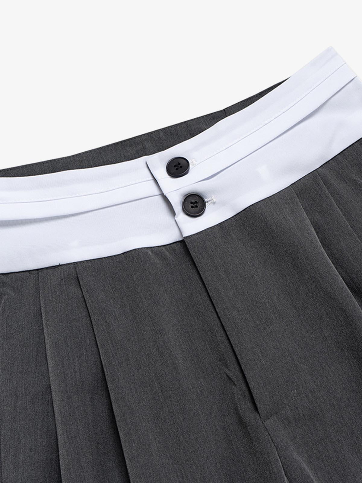High-Waisted Contrast-Color Patchwork Niche Pants - image 3