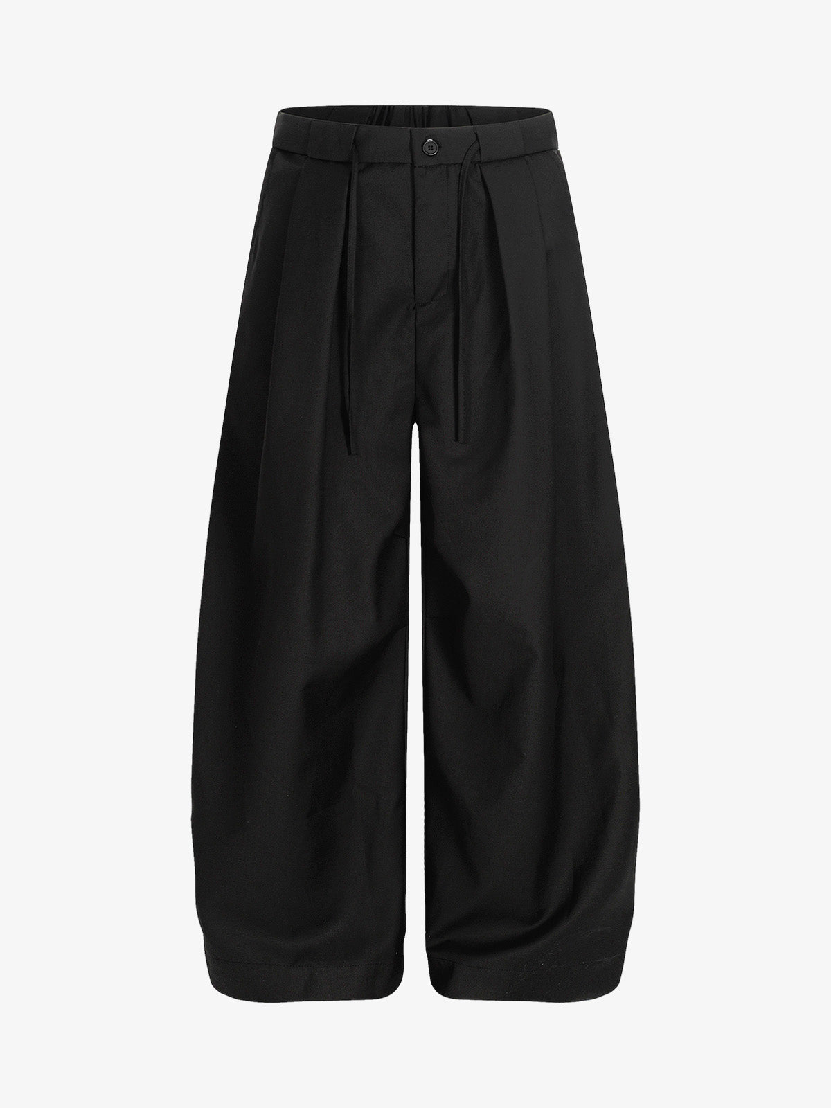 Pleated Drawstring Scimitar Track Pants - Black