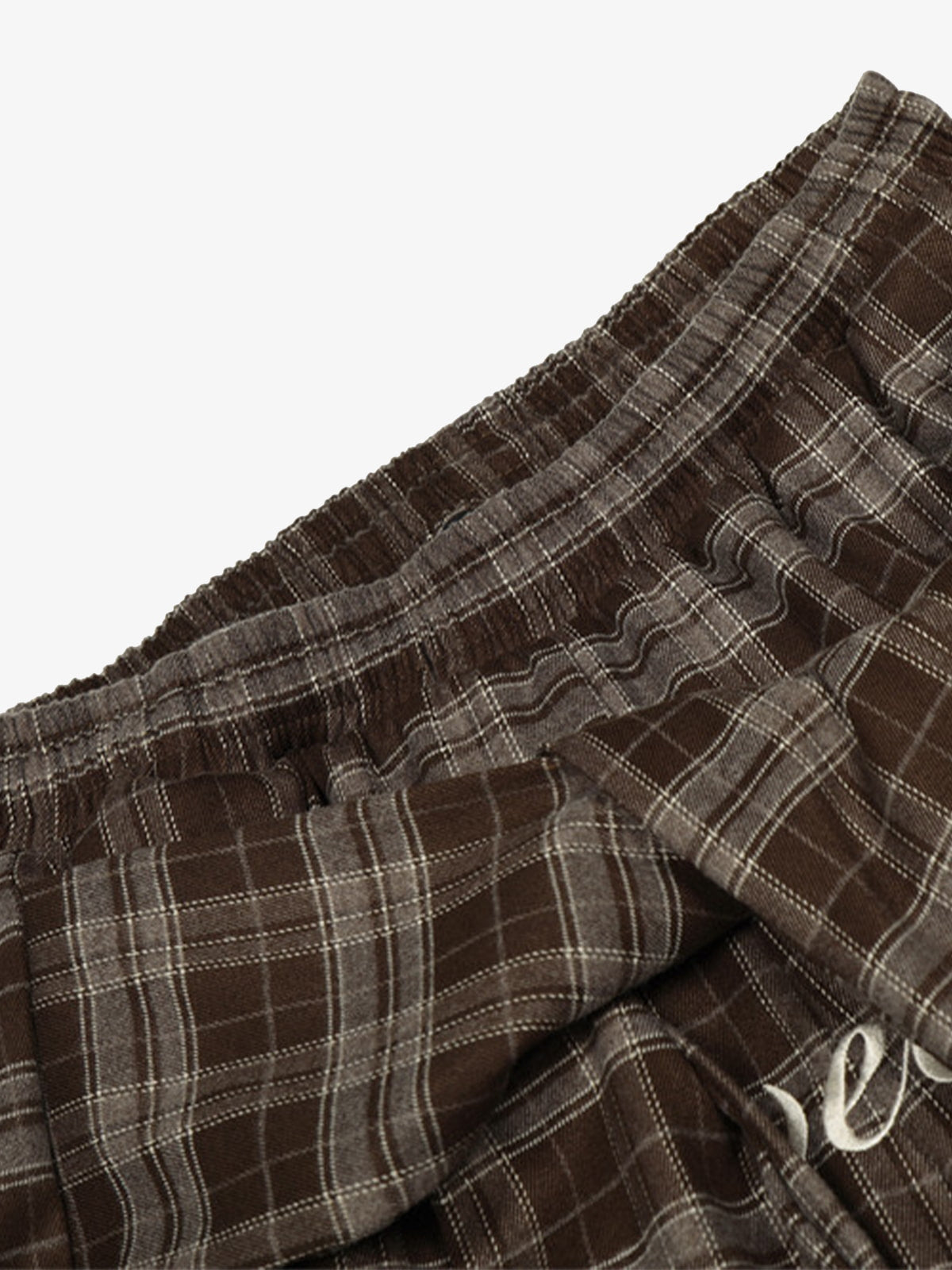 Street Pleated Waistband Plaid Check Barrel Pants - image 3
