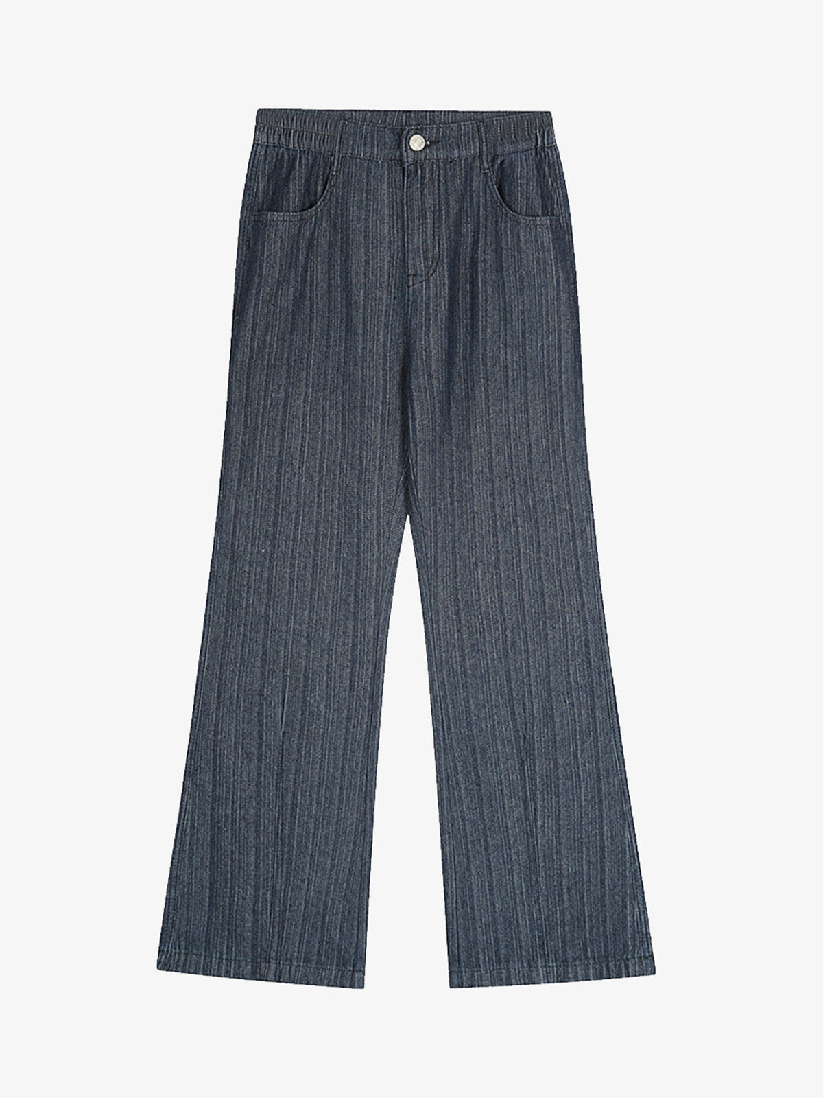 Vintage Denim Striped Texture Flare Jeans