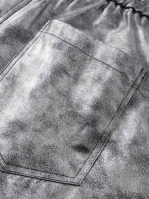Retro Silver Loose Metallic Straight Pants - thumbnail 9
