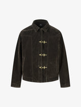 Retro Unique Metal Button Suede Lapel Bomber Jacket