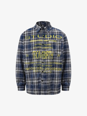 Yellow Plaid Letter Print Shirt - thumbnail 1