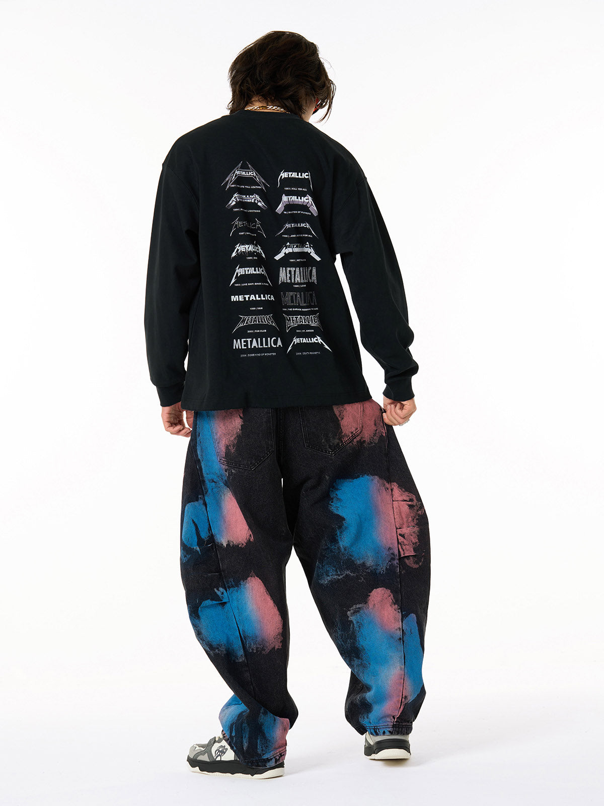 Vintage Tie-Dye Contrast Color Ripped Barrel Jeans - image 7
