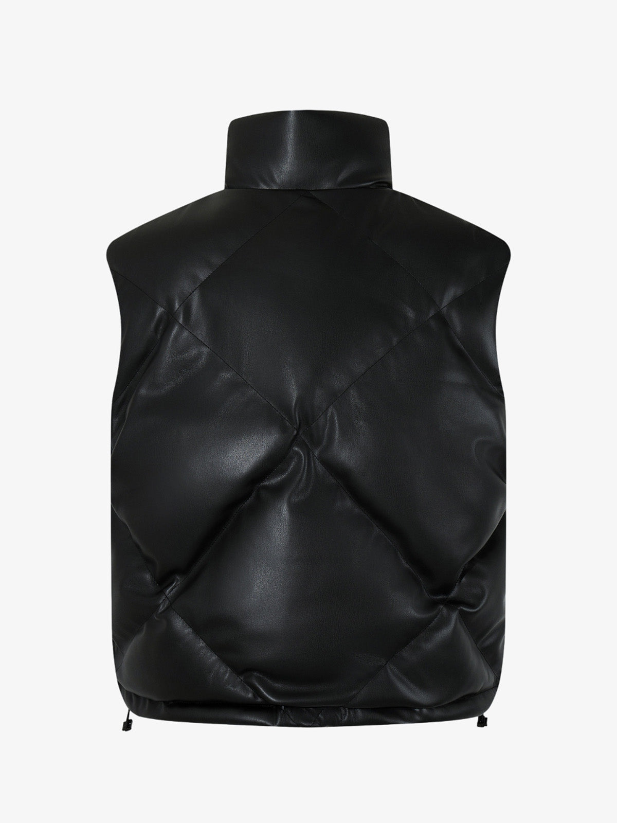Minimalist Faux Leather Stand Collar Puffer Vest - image 8