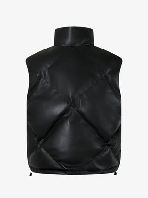 Minimalist Faux Leather Stand Collar Puffer Vest - thumbnail 8