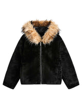Fur Hooded Quilted Sherpa Jacket Casual Winter Outerwear - 10306