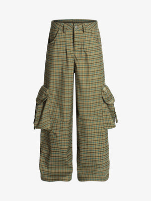 Retro Plaid Multi-pocket Cargo Pants - thumbnail 1