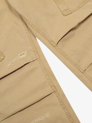Cotton Hole Patch Pleated Multi-Pocket Cargo Casual Pants - thumbnail 6