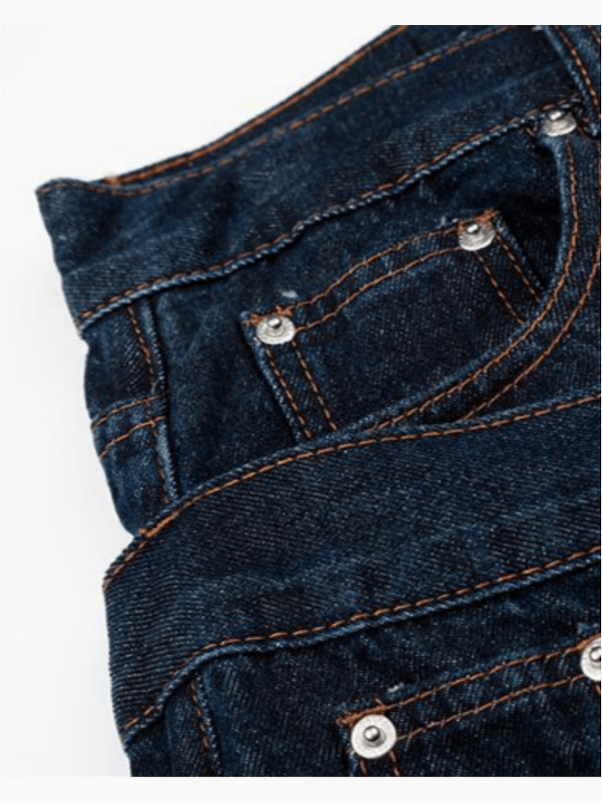 Jeansshorts mit doppeltem Bund – Fronttasche, Nahaufnahme | XoKool