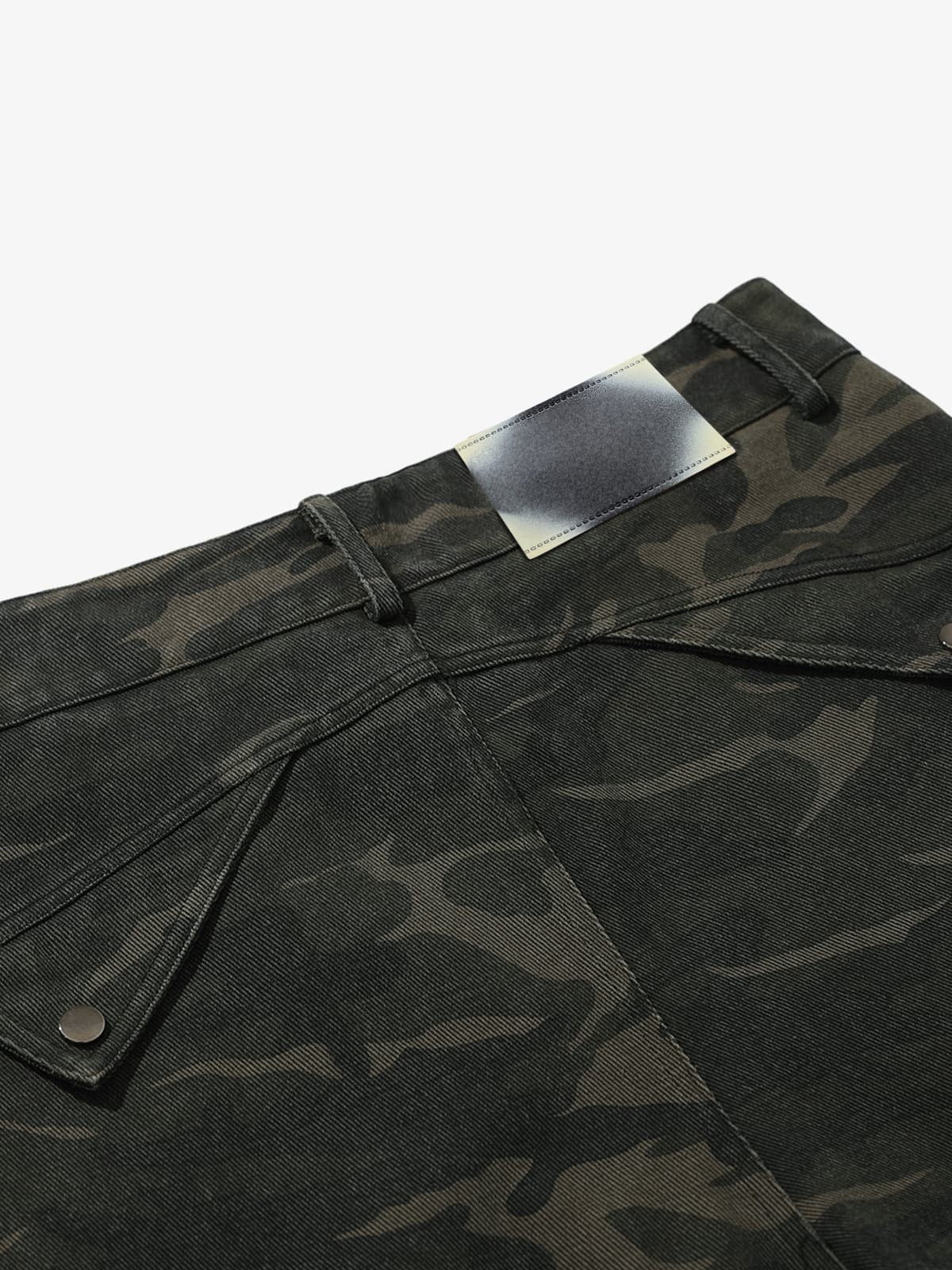 Dark Camo Barrel Cargo Pants – back waistband close-up | XoKool