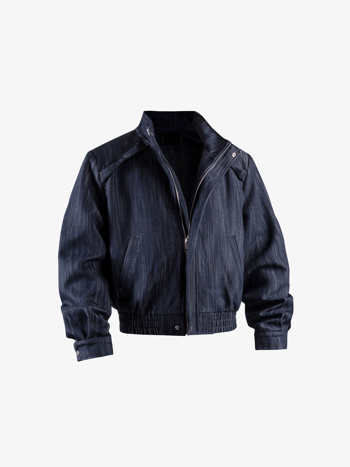 Dark Indigo Denim Harrington Jacket – Dark Indigo, front view | XoKool