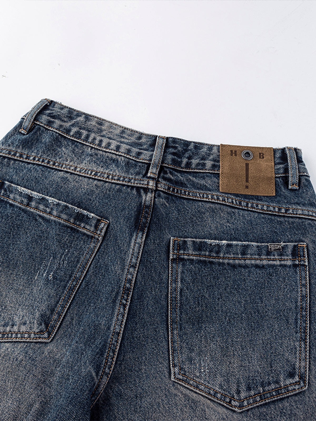 Dark Wash Horseshoe Jeans – back pocket and waist patch close-up | XoKool