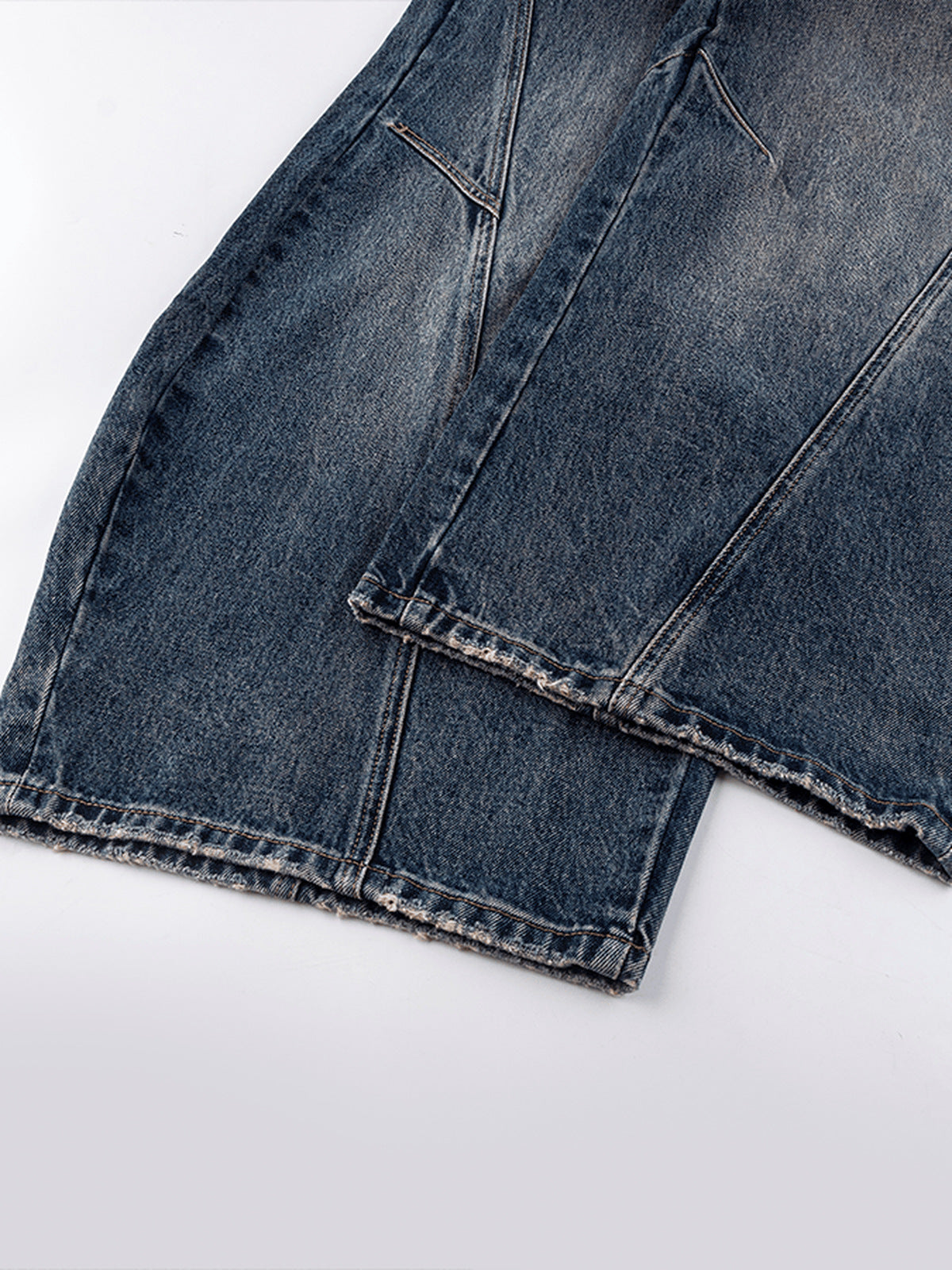Dark Wash Horseshoe Jeans – hem close-up | XoKool