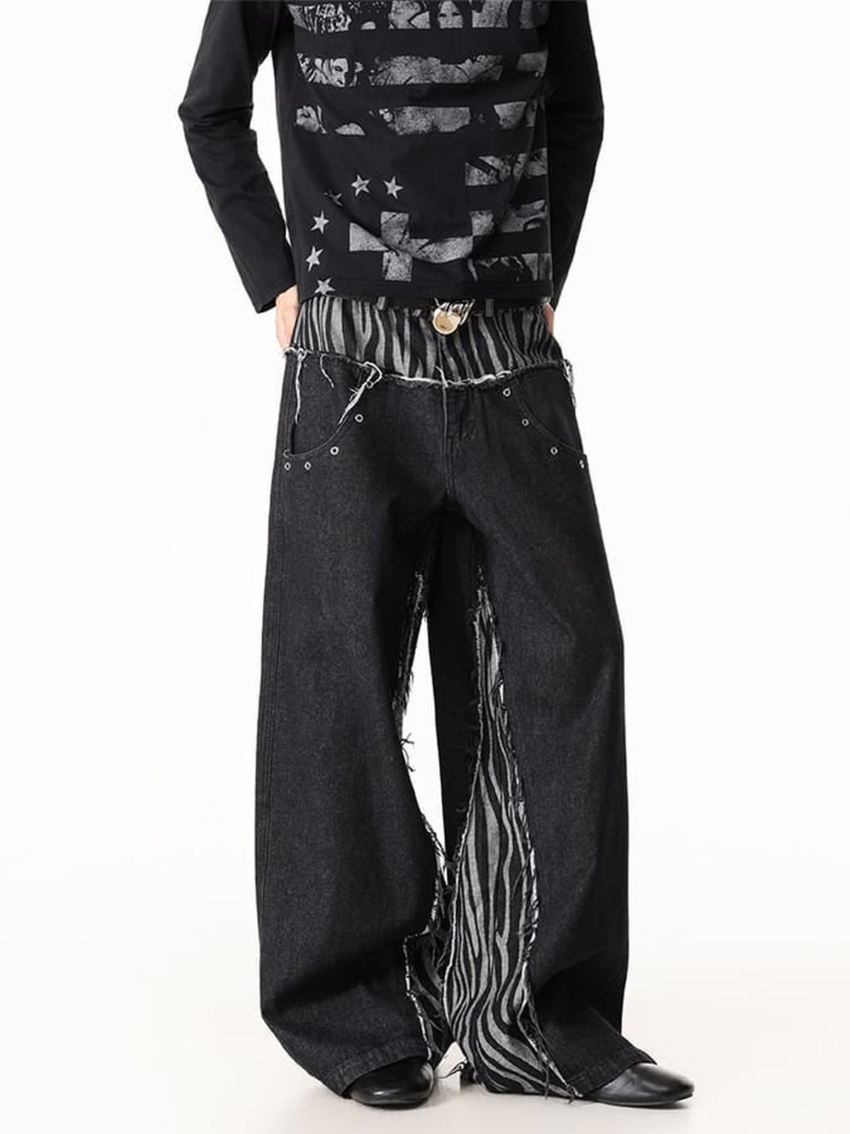 Zebra Print Jeans – on model front | XoKool
