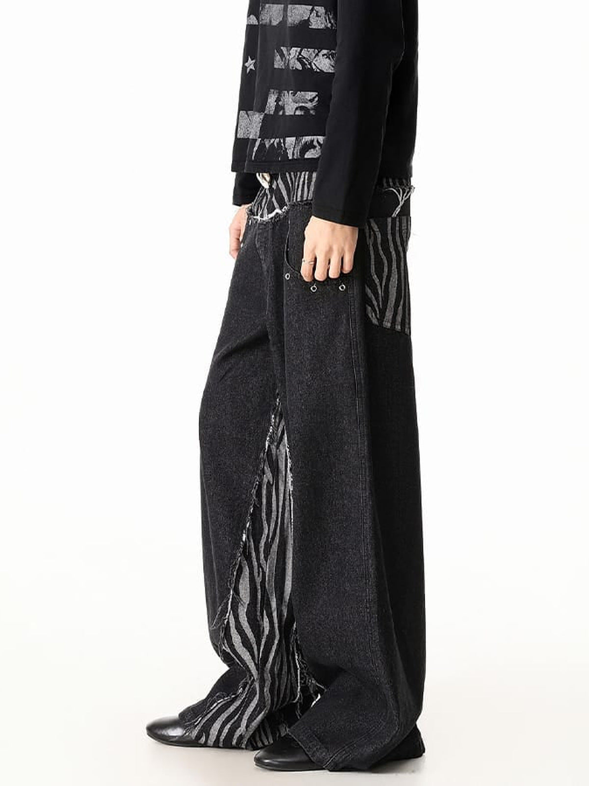 Zebra Print Jeans – on model side | XoKool