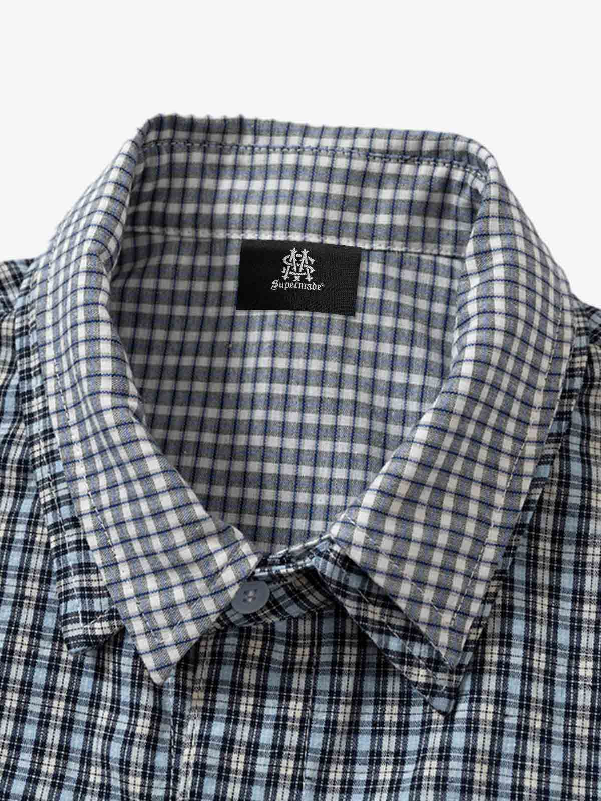 Double-layered Plaid Deconstructed Shirt - image 5