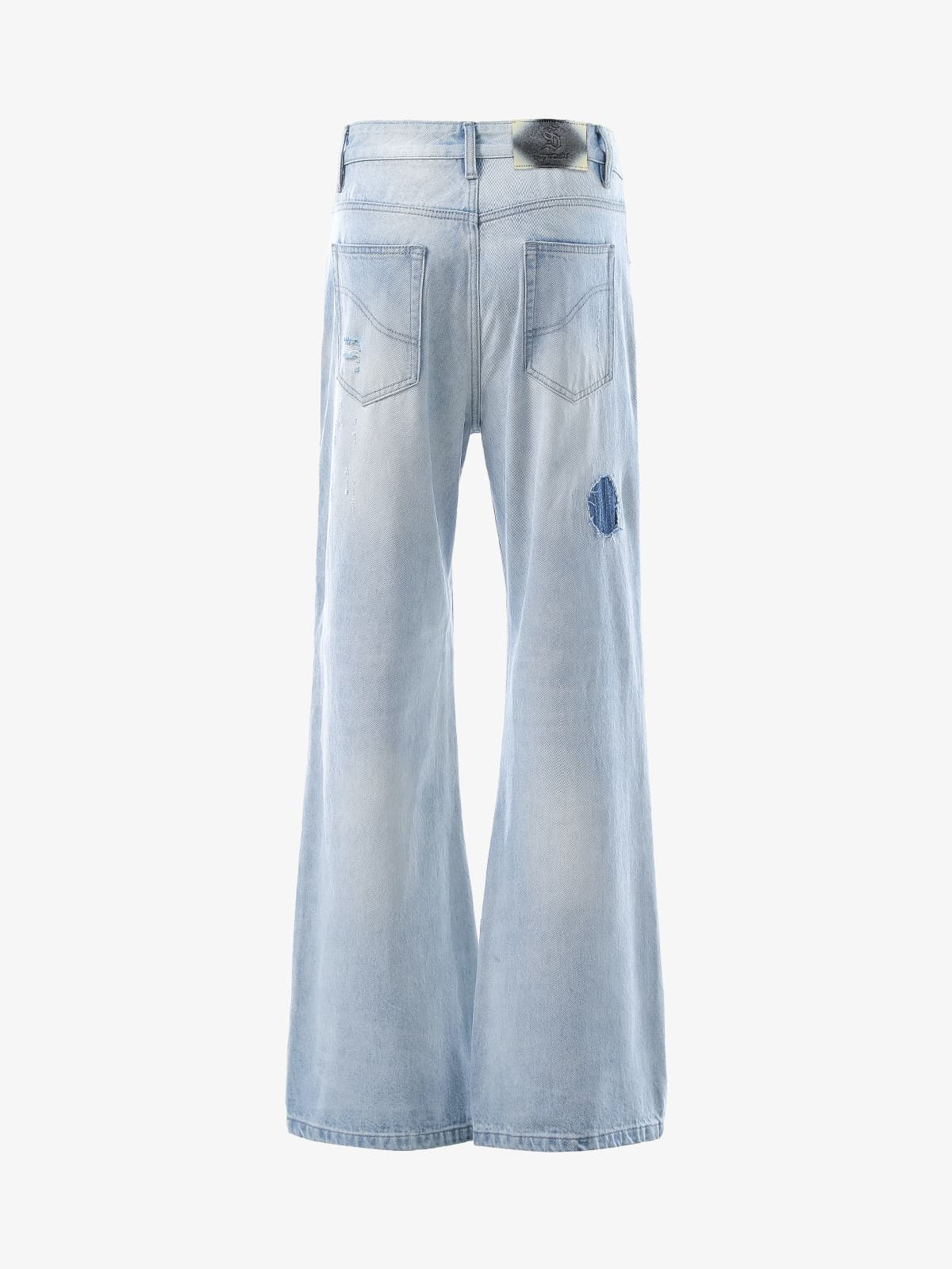 Vintage Washed Patch Ripped Baggy Jeans