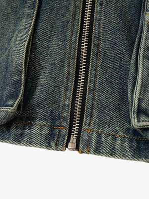 Functional Multi-Pocket Hooded Denim Vest - thumbnail 8