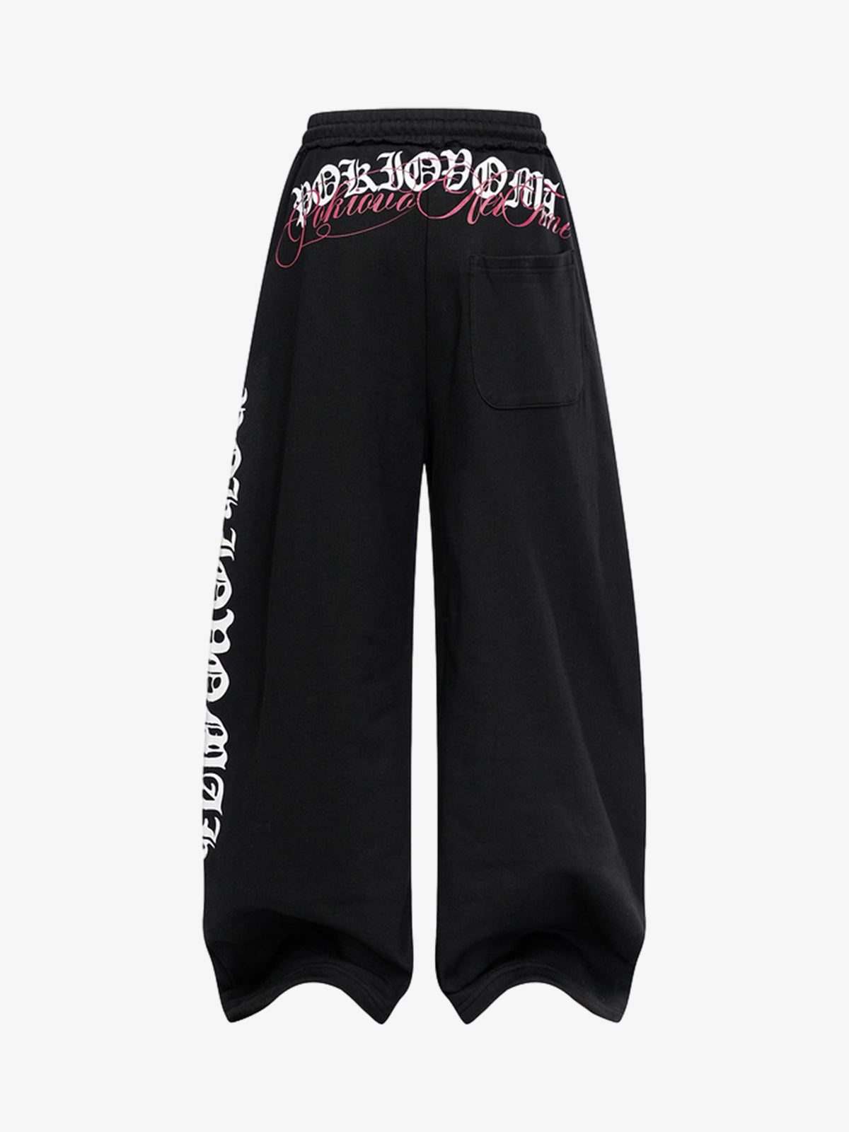 Retro Letter Print Drawstring Straight-Leg Wide Pants - image 3