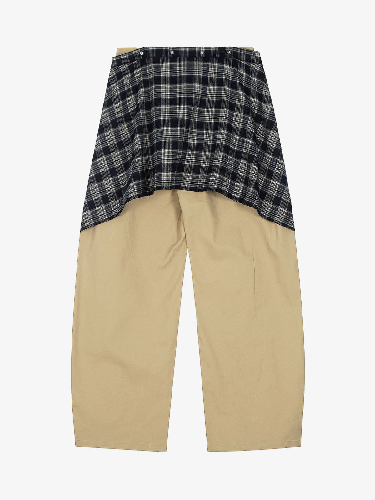 Plaid Decorative Patchwork Loose Pants