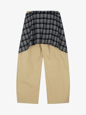 Plaid Decorative Patchwork Loose Pants - thumbnail 1